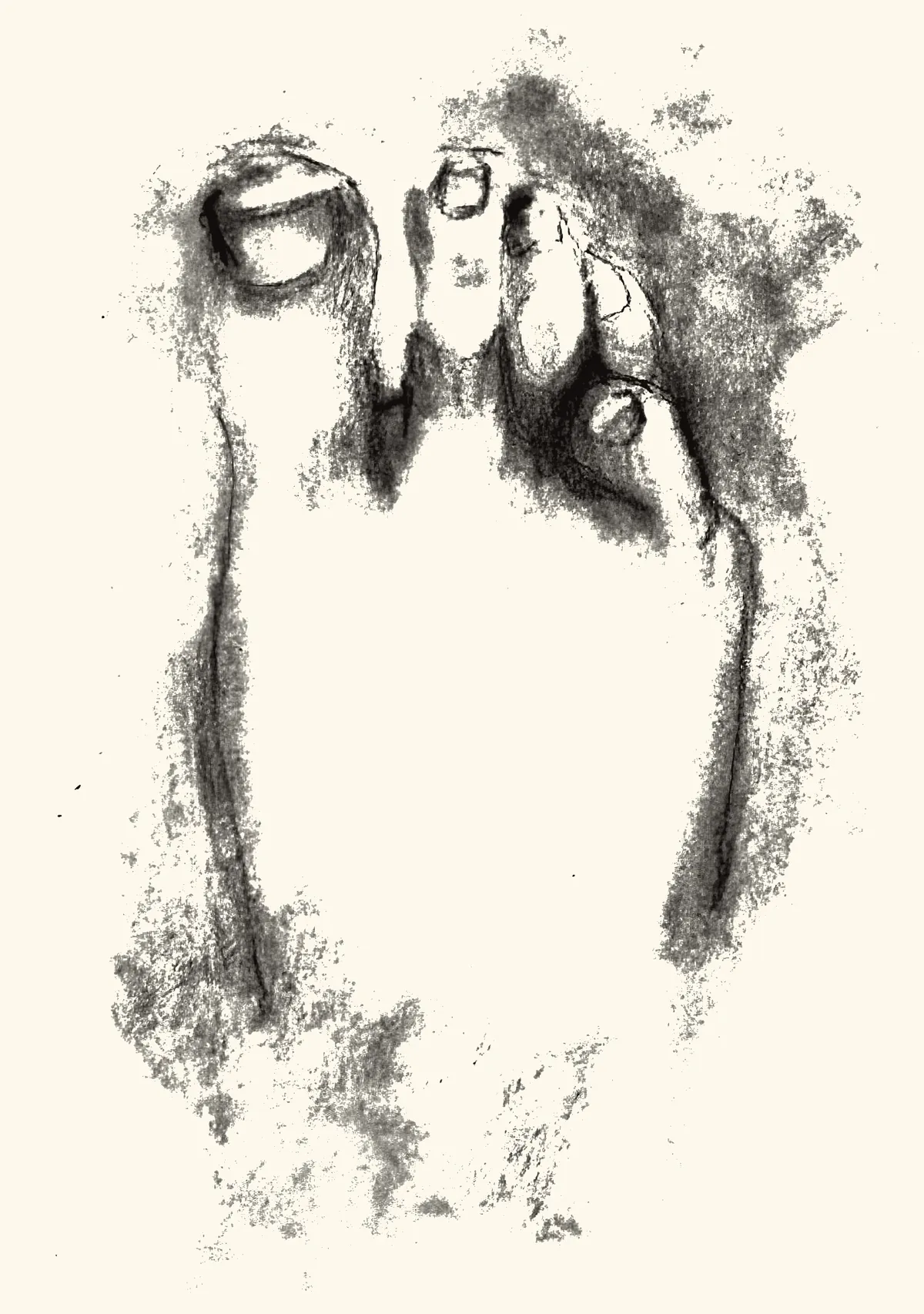 A bare foot seen from above, toes curled.